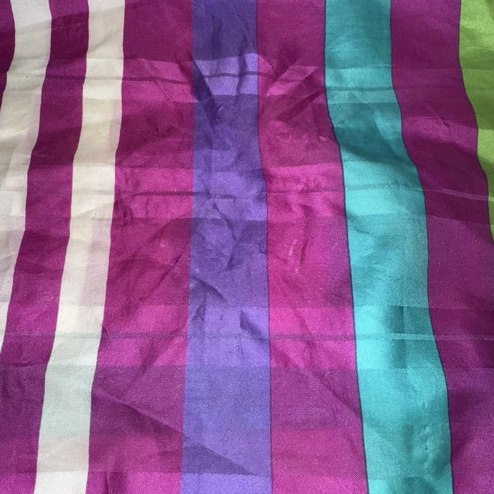 Vintage Striped Square Scarf Purple Teal Green White Colorful Retro 30